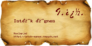 Istók Ágnes névjegykártya